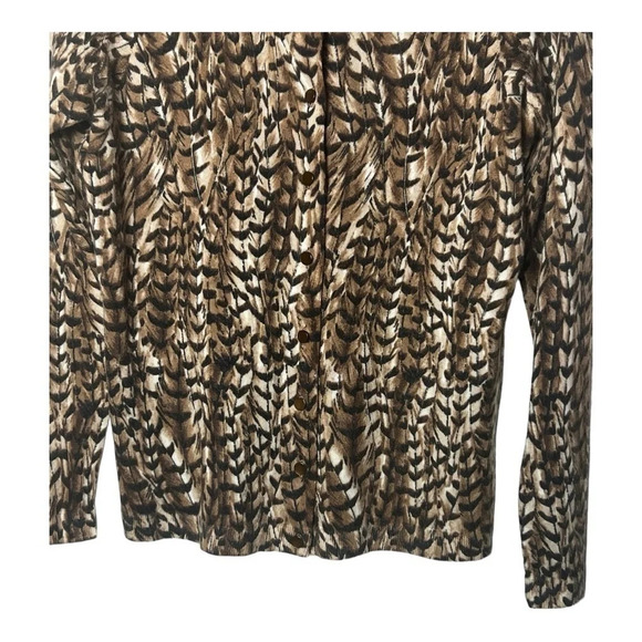 1611. TALBOTS PETITES LONG SLEEVE CARDIGAN PURE MERINO WOOL‎ SIZE MEDIUM BROWN - Picture 4 of 9